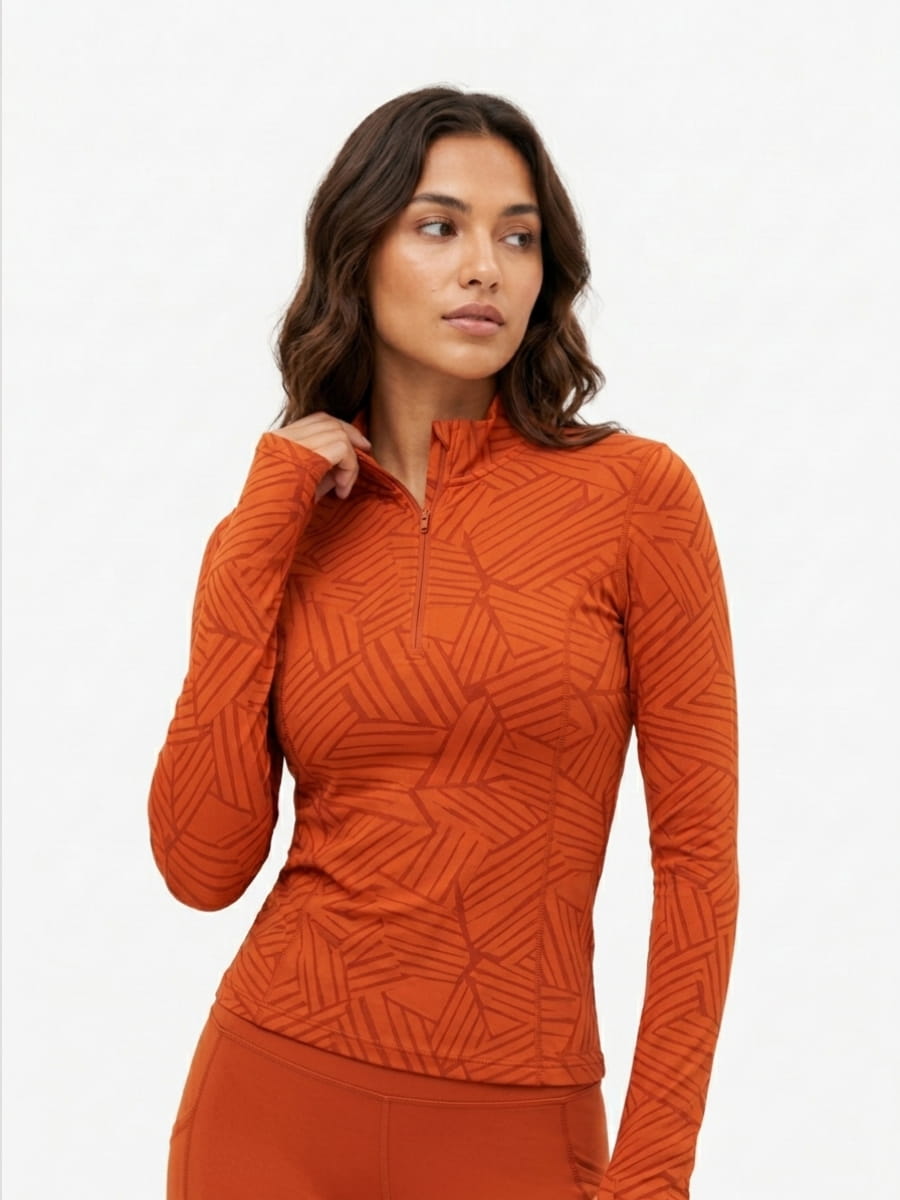 Patterned Half-Zip Top