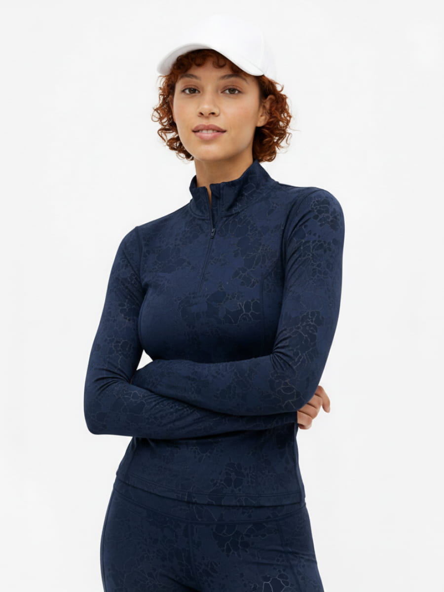 Patterned Half-Zip Top