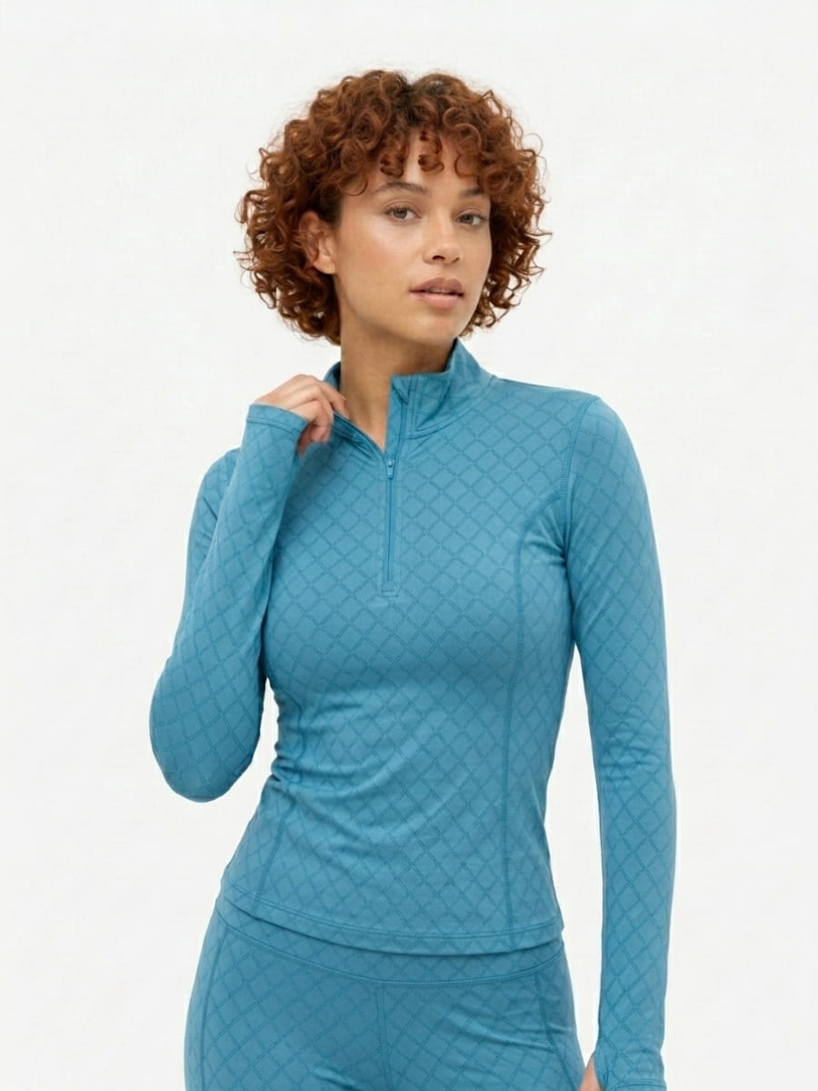 Patterned Half-Zip Top