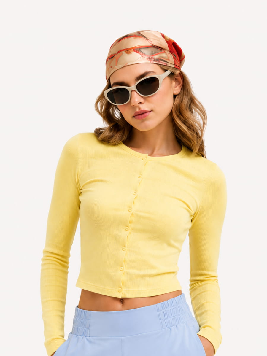 Ribbed Buttoned Top